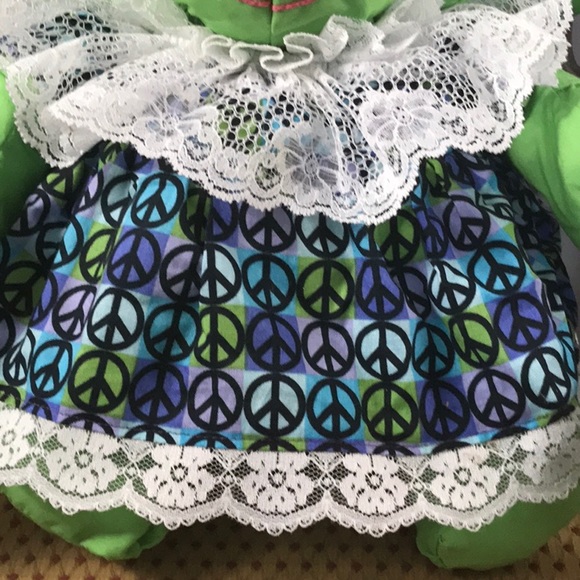 Soft stuffed cloth animal wears peace dress 15-in - Picture 3 of 8